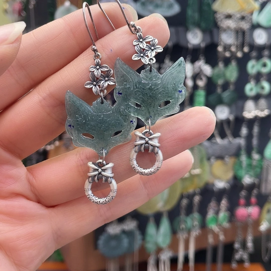 翡翠银S925镶嵌耳饰987ghhhhh