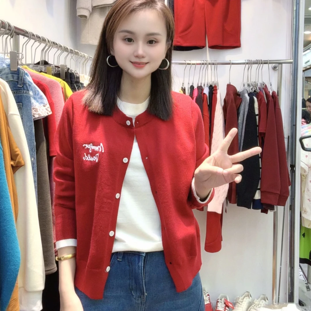 韩系慵懒风假两件宽松针织开衫上衣