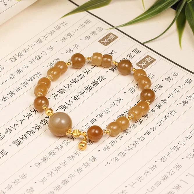 【叶叶珠宝】938和田玉且末糖手串+18K金手链卡12
