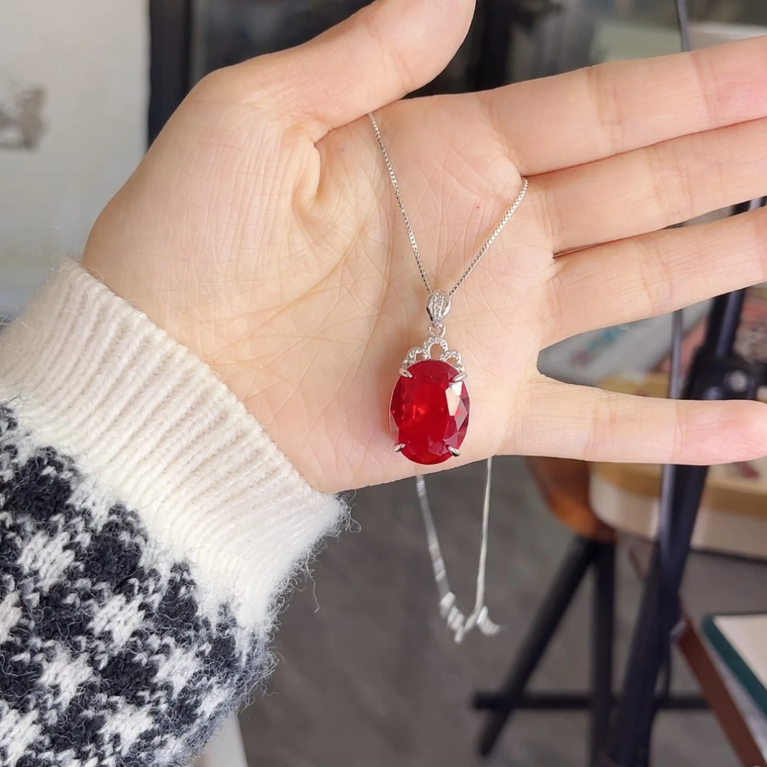 颈饰银S925镶嵌红宝石