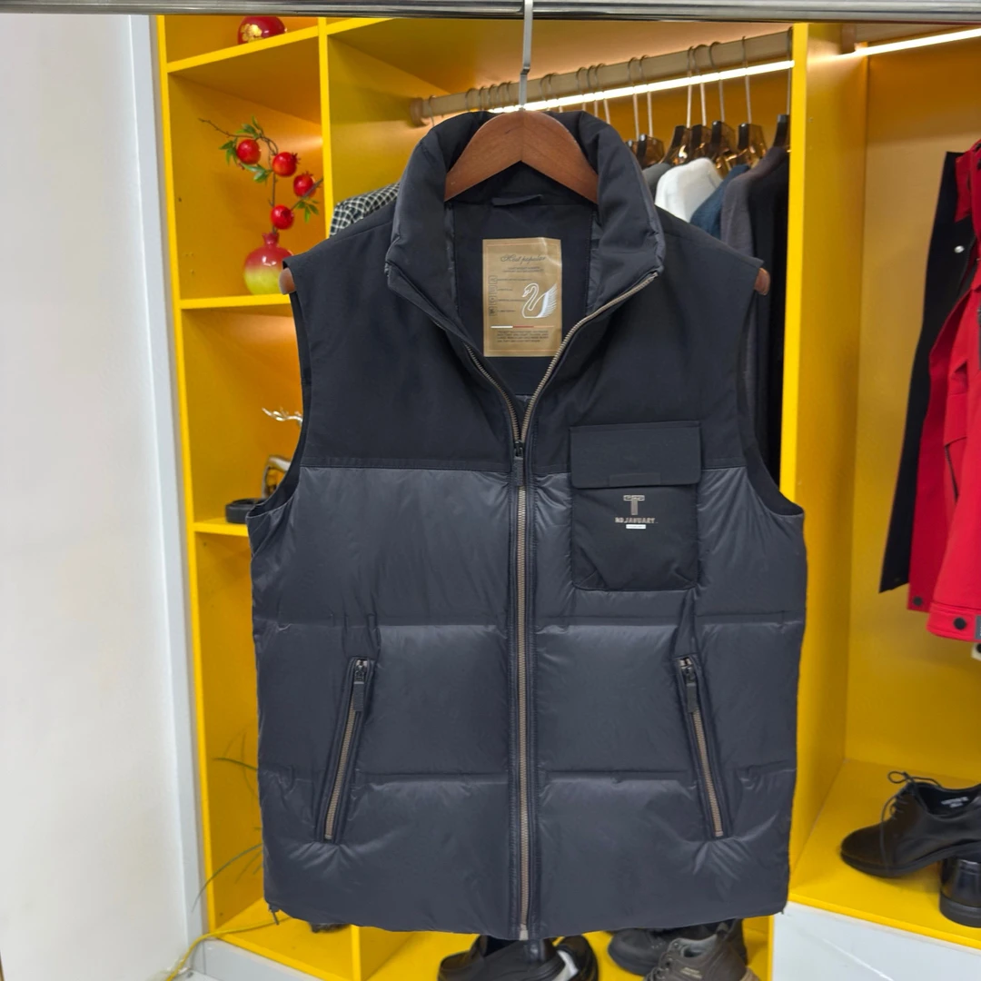 W887冬季男士羽绒马甲立领厚款保暖羽绒服背心防风百搭