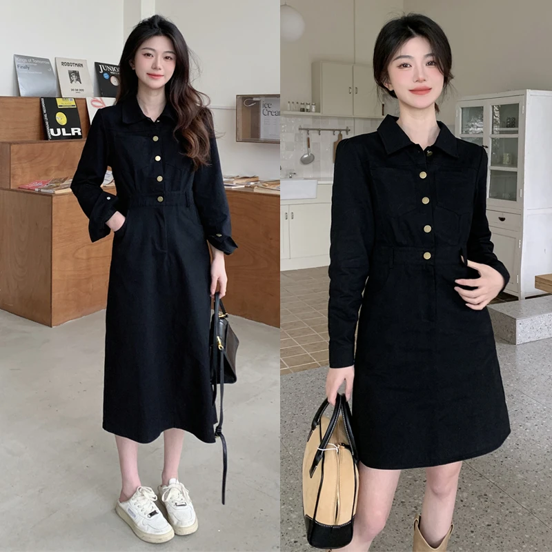 大码女装胖MM黑色连衣裙-6352