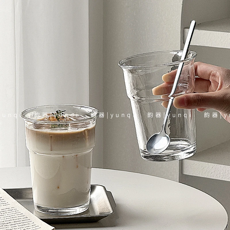 韵器ins风玻璃大容量美式咖啡杯台阶反口杯喝水杯简约牛奶奶茶杯