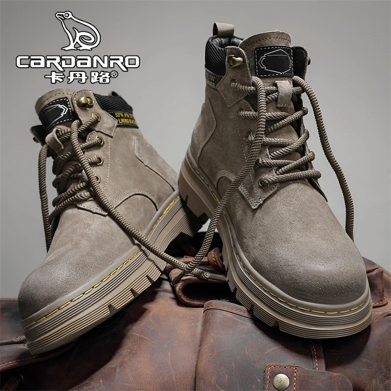 意大利卡丹路马丁靴男冬季高帮英伦复古大黄靴户外防滑厚底工装靴