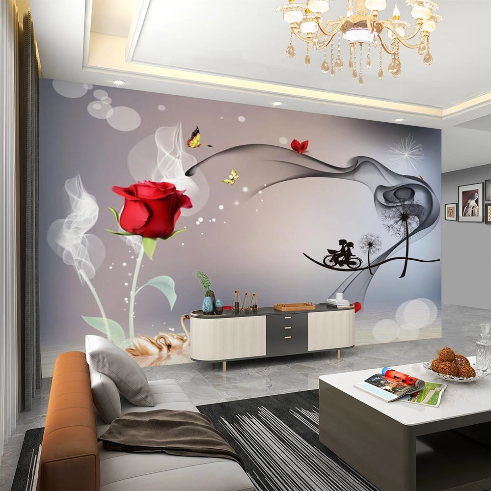 现代简约电视背景墙壁纸壁布客厅装饰影视墙布8D墙纸定制壁画大气