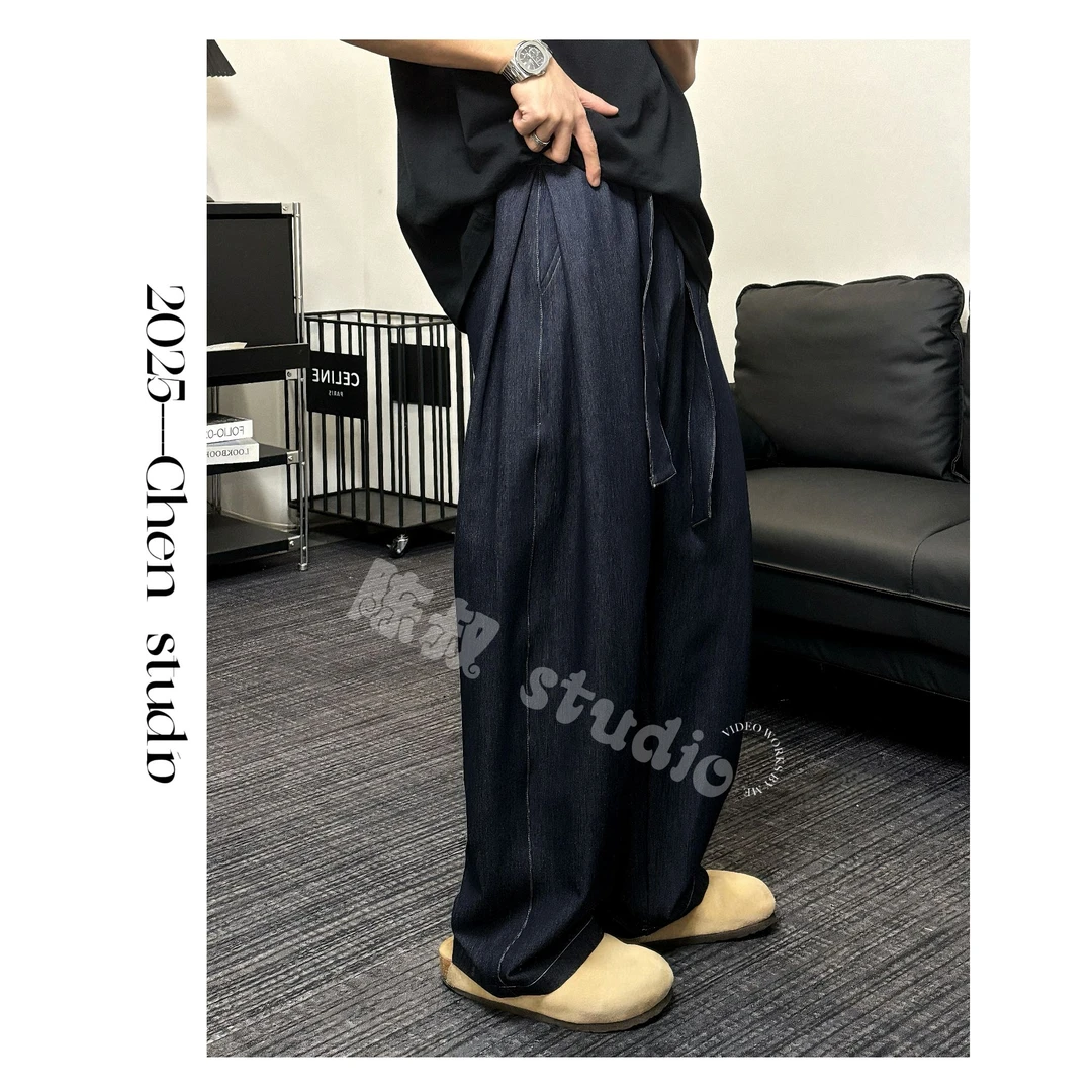 「陈叔」25春夏新款【定制阳离子】时尚潮流立体飘带弯刀裤休闲裤118