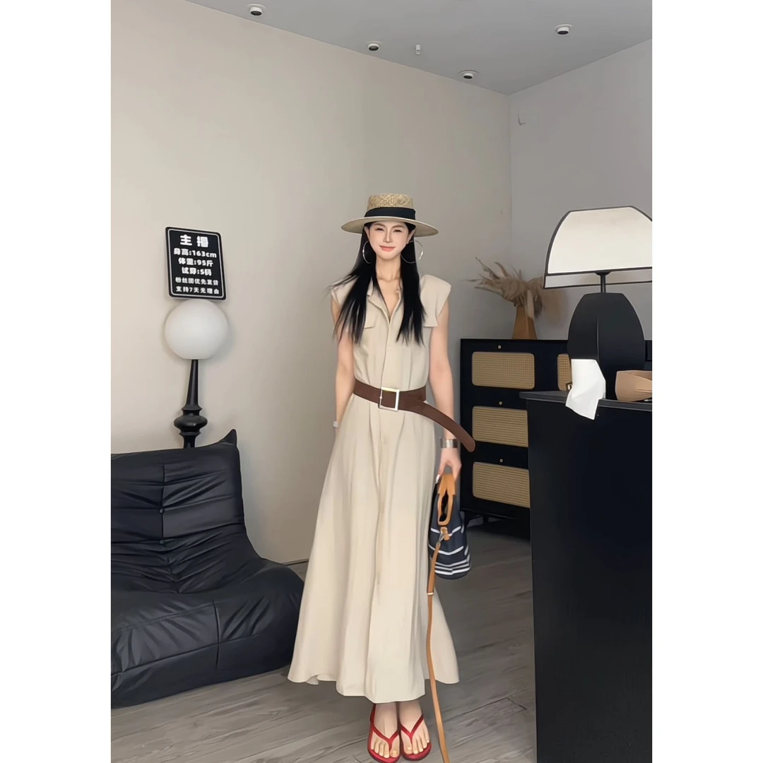 【土豆优选】带腰带！高智感无袖收腰连衣裙