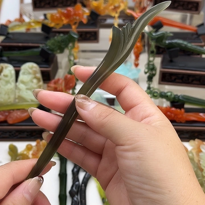蛇纹石玉岫玉发簪未镶嵌