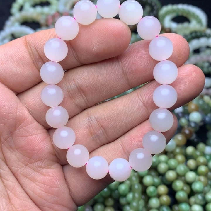 和田玉未镶嵌手串樱花粉