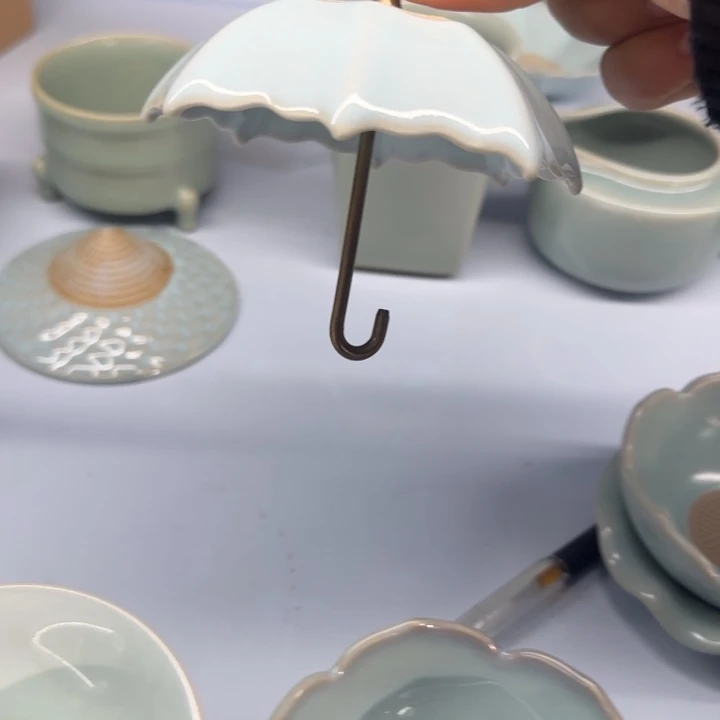 微瑕天青雨伞茶漏