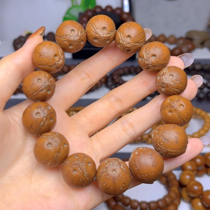 紫金鼠手串原皮纯圆巴西籽嘎嘎润