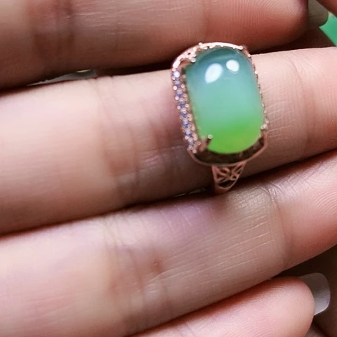 和田玉戒指银S925镶嵌
