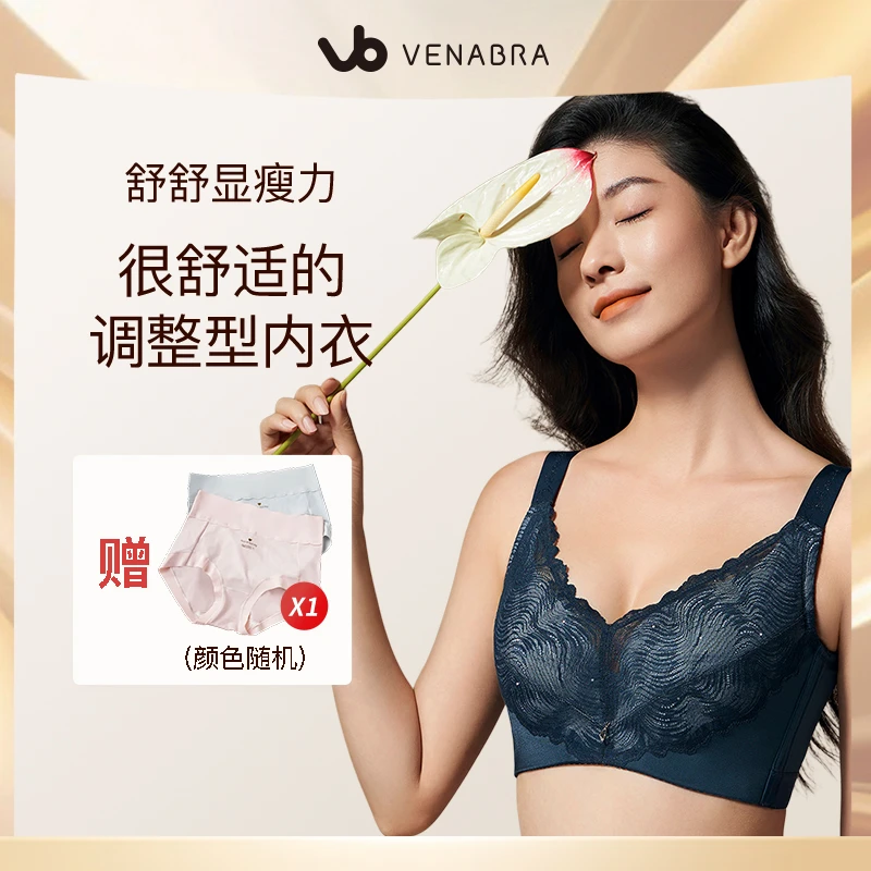 VENABRA/维纳贝拉新品刺绣调整型文胸大胸显小全杯内衣波光 85171