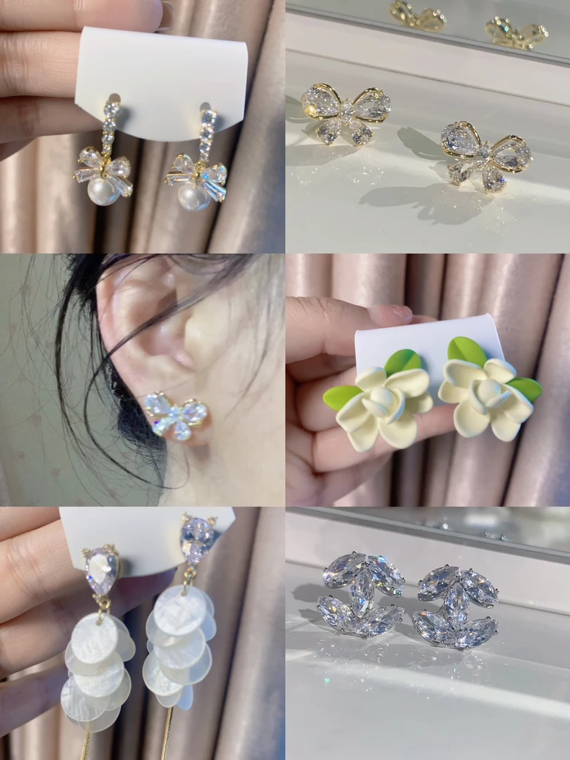 铜合金合成锆石耳饰 合金耳饰 1 扣号