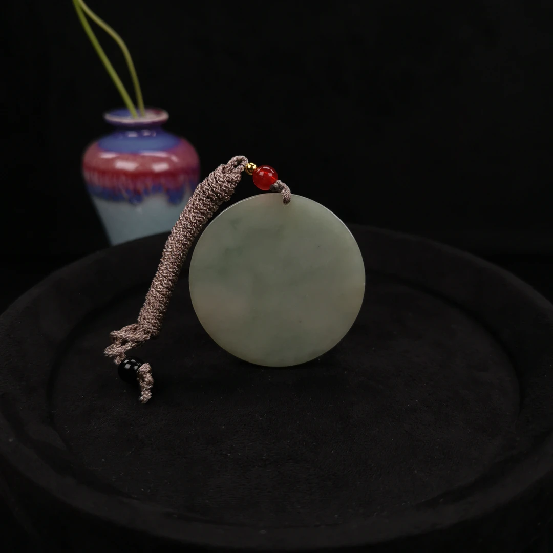 悦悦珠宝-翡翠吊坠圆牌简约百搭气质国风w04