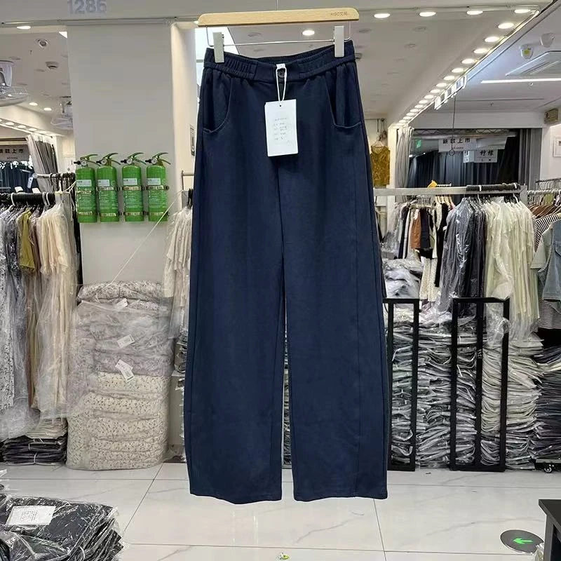 808 秋冬女士百搭松紧腰直筒裤 F23