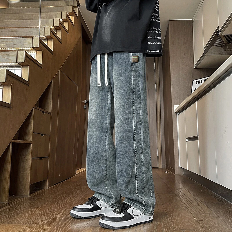 春季2025新款牛仔裤男初中高中学生休闲直筒青少年帅气春装长裤子