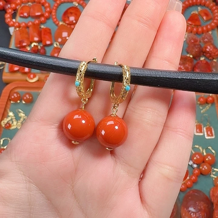 南红玛瑙银S925镶嵌12+