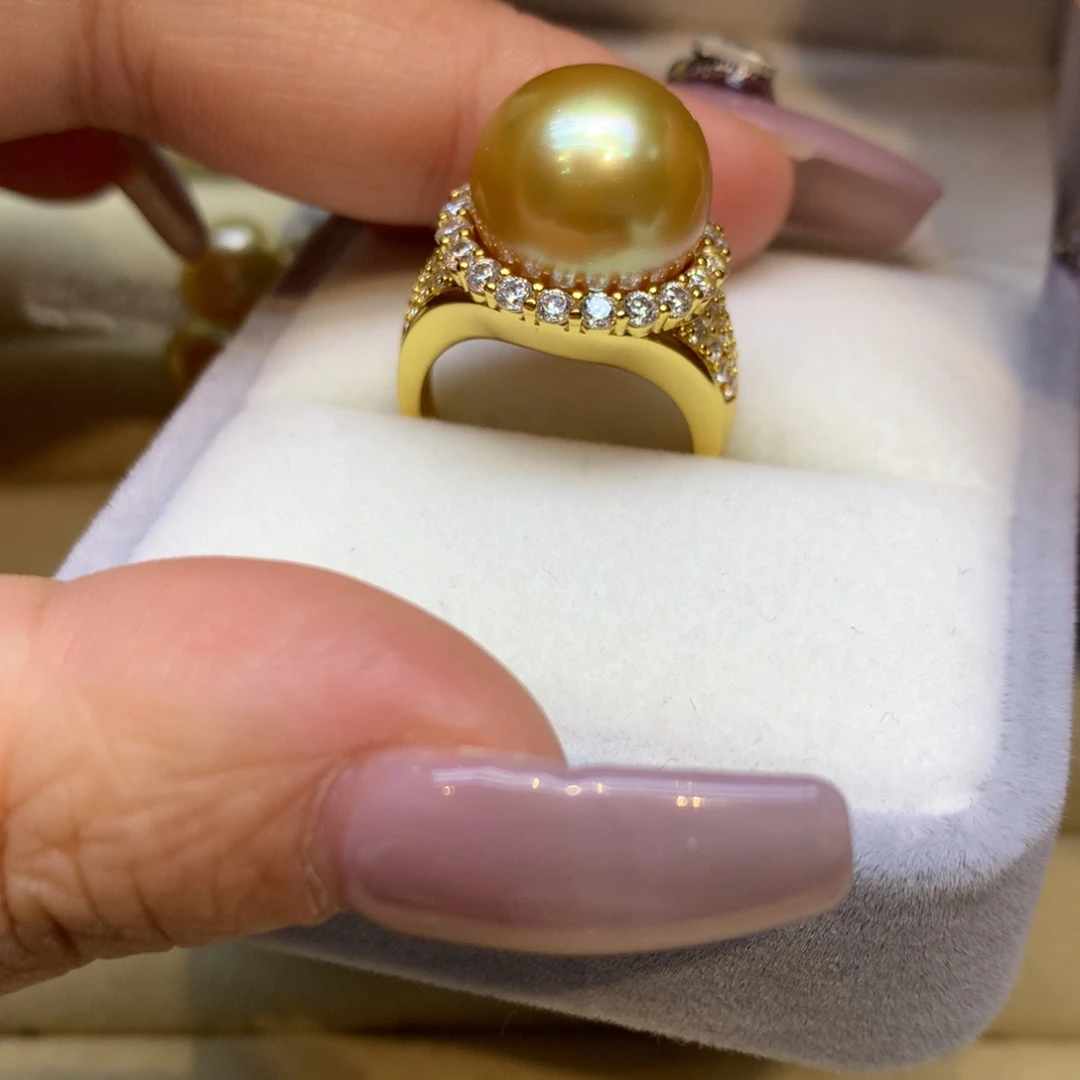 银S925镶嵌戒指海水珍珠