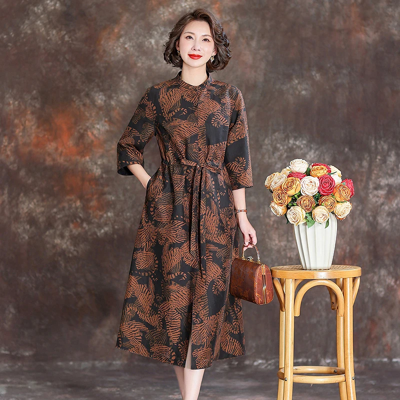 齐黛香云纱高端连衣裙正品旗舰店2025新款开衫风衣长款真丝衬衫裙