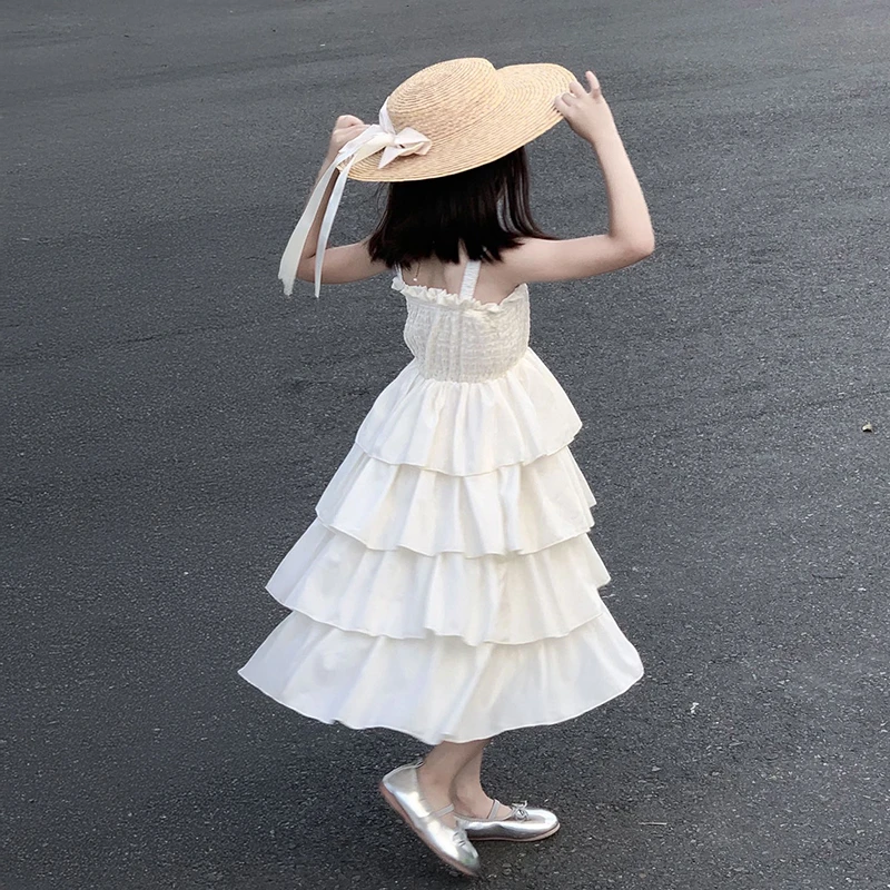 女童连衣裙2025新款女孩夏季洋气薄款吊带长裙儿童夏装网红蛋糕裙
