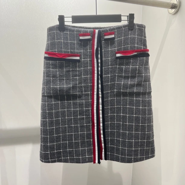 99新 THOMBROWNE 汤姆布朗 wdf291/灰色半裙 棉 40码