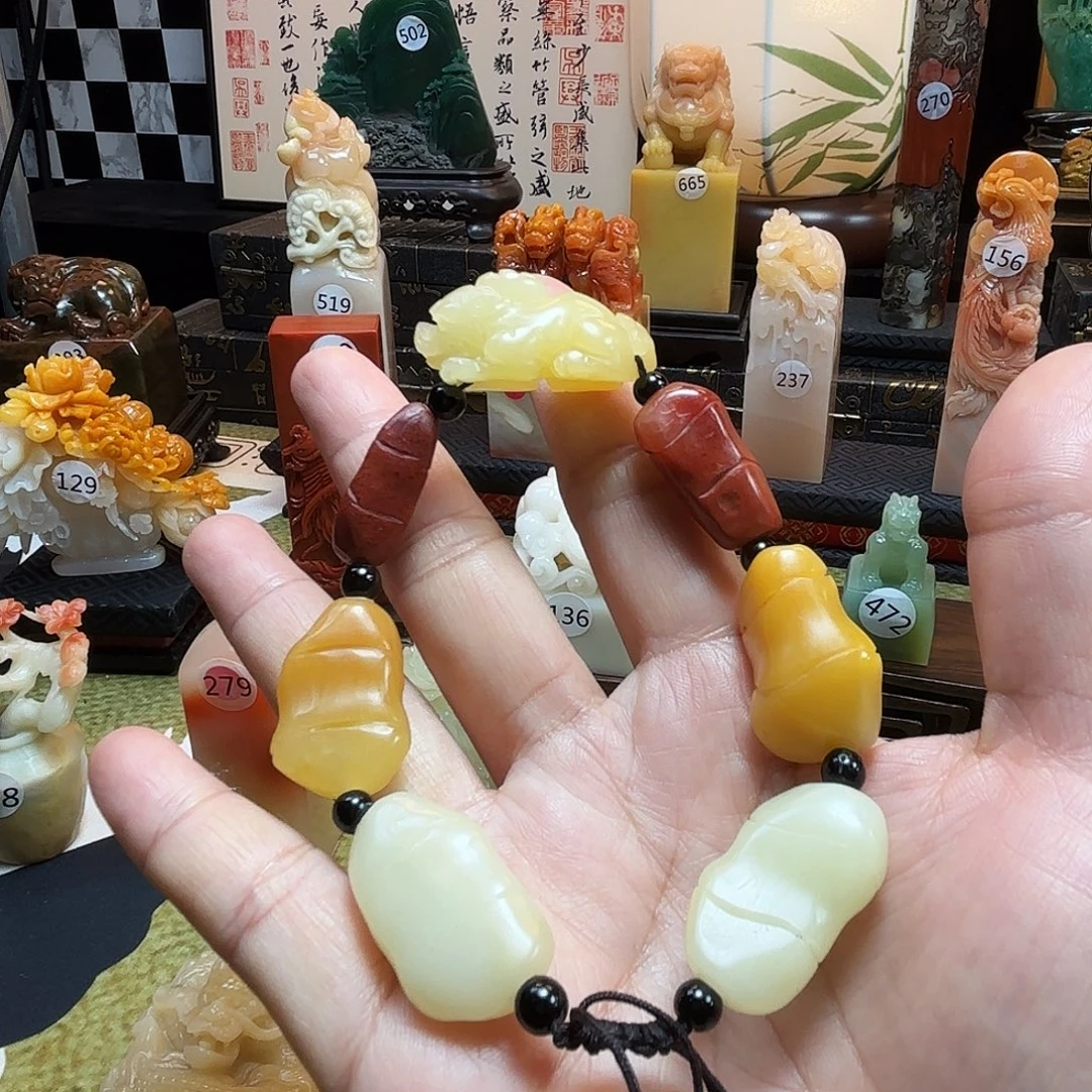 印石寿山石芙蓉手串8