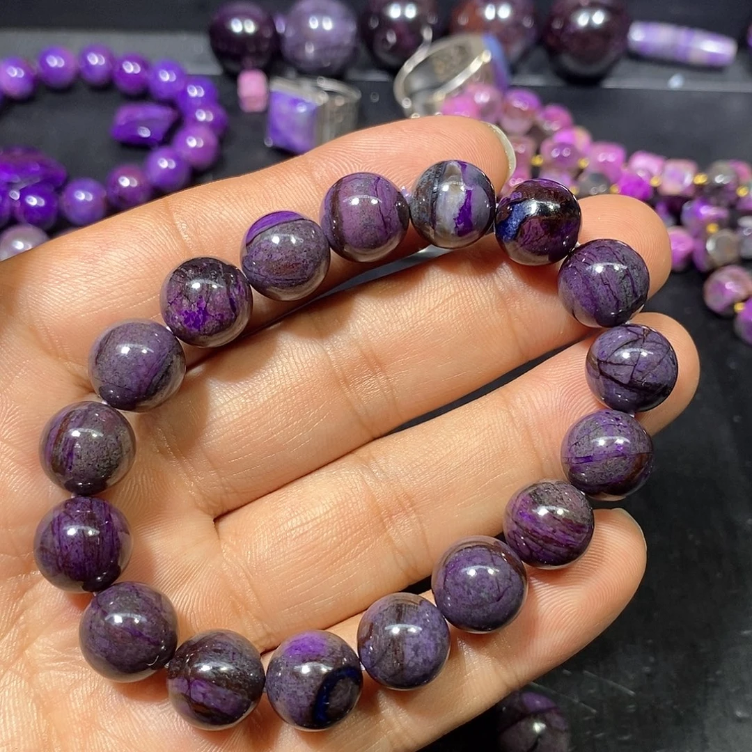 苏纪石（舒俱来）未镶嵌南非舒俱来泥地皇家紫圆珠单圈