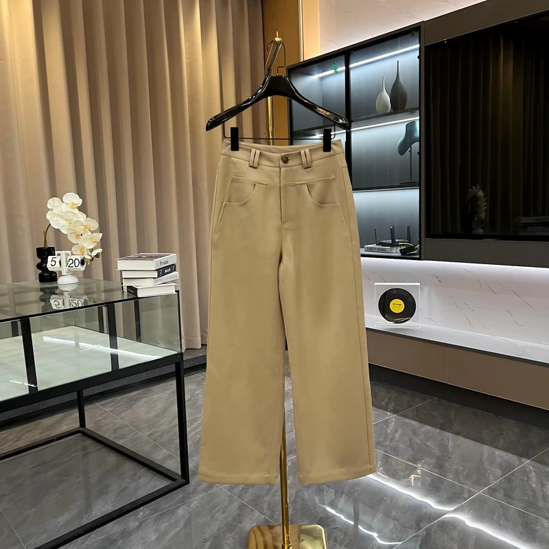 秋冬美拉德小马直筒阔腿裤通勤休闲厚款长裤GK-773