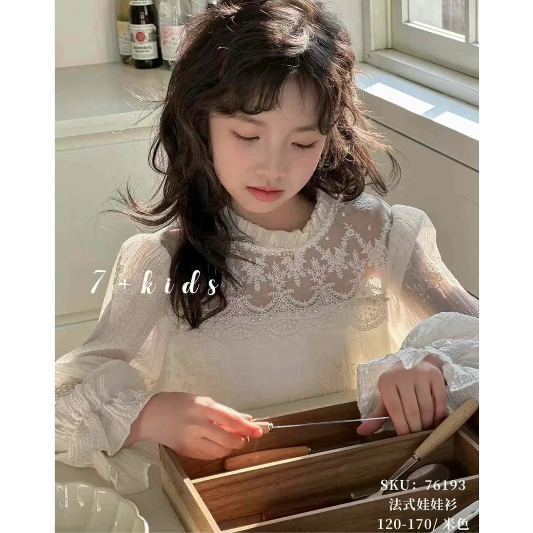 【精美】韩版女童装儿童中大童春季小香风名媛气质长袖衬衫娃娃衫