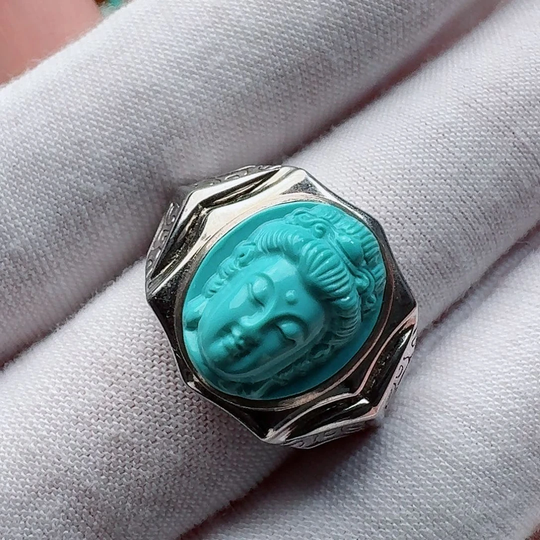 绿松石银S925镶嵌戒指