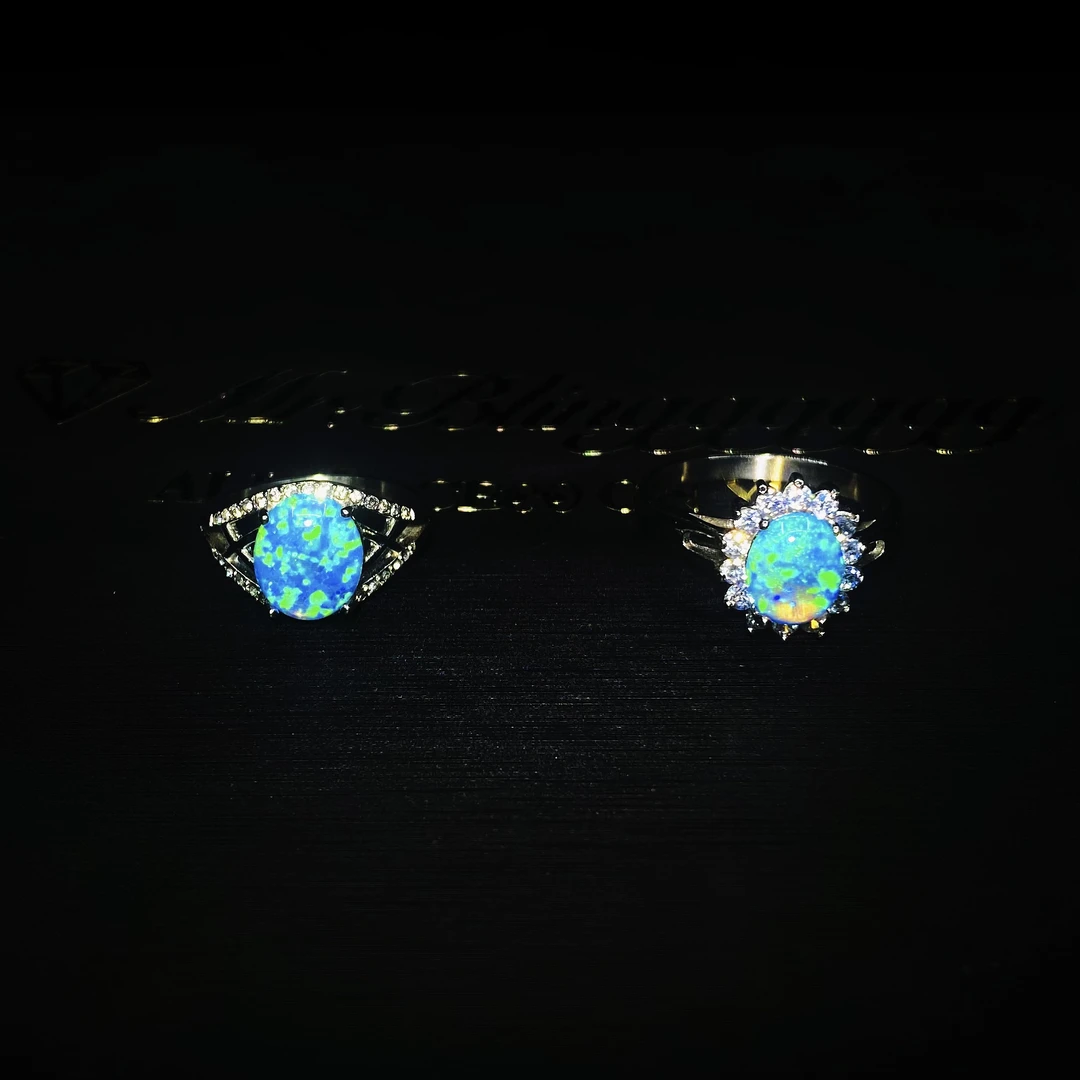 钛钢合成锆石戒指 Mr.Blingggggg欧美嘻哈 不掉色精钢海蓝色戒指