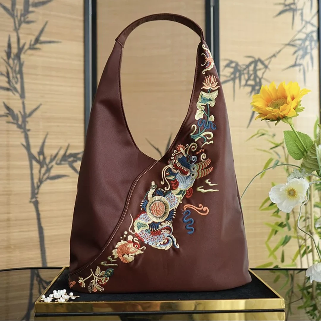 【新鱼跃龙门】香云包38*24龟裂纹刺绣新中式女国风新年礼物单肩包