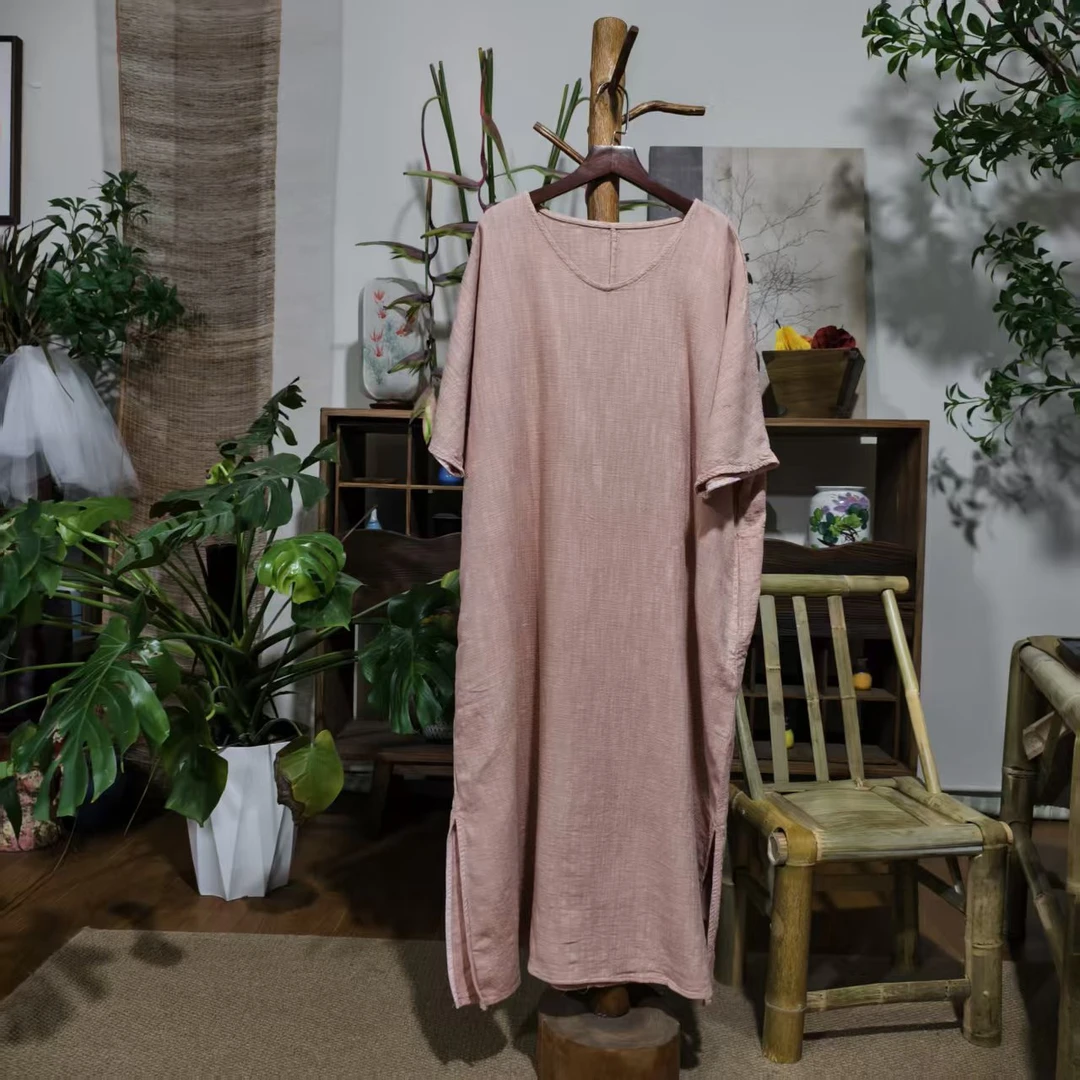 【大梅子推荐】设计款亚麻V领袍子X5003A