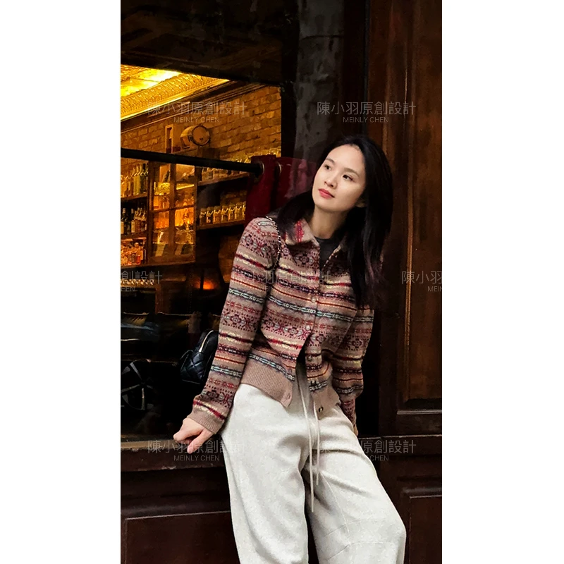 【MEINLY CHEN】【拉  夫毛衣】高端设计师款时尚百搭毛衣外套2573