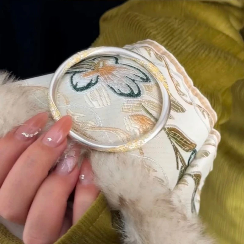 足银手镯 足银42号[莫比乌斯祥云纹]足银999手镯实心闭口25g描金