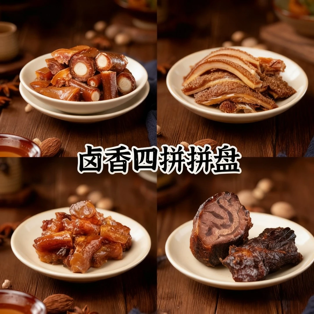 【潮汕卤牛尾四拼套餐】精选古法卤牛尾脚筋牛肚牛肉套餐卤香卤味