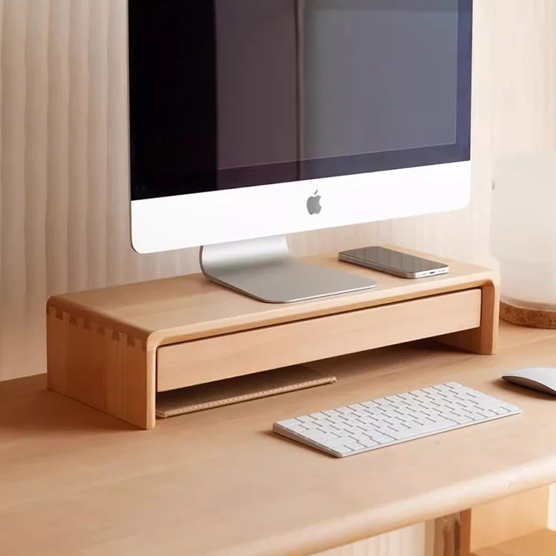 桌面实木增高架电脑显示器屏专用底座键盘整理收纳置物架托盘支架