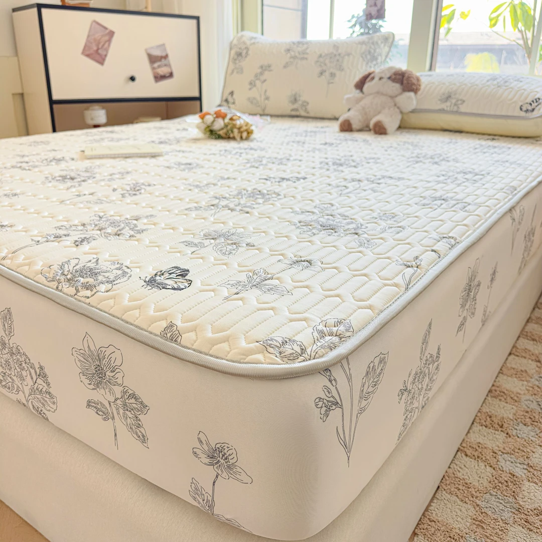 夏季冰丝乳胶小碎花凉席床笠单件床罩学生宿舍夏天凉感床垫保护套