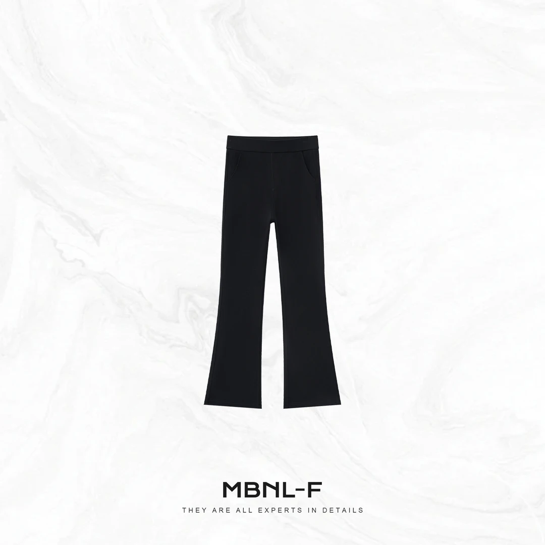 MBNL-F“裸感小黑裤” 重工定制斜裁松紧腰微喇裤 秦磊XM-XKZ6116