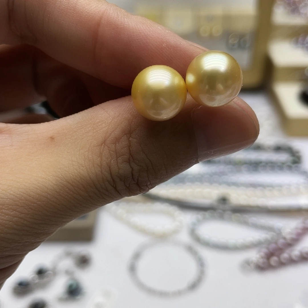 银S925镶嵌海水珍珠耳饰