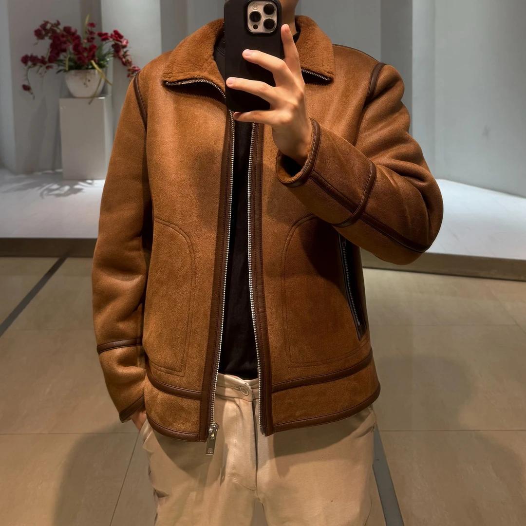 【羊毛含量100%】双面穿羊毛外套男秋冬款绵羊毛休闲男外套加厚