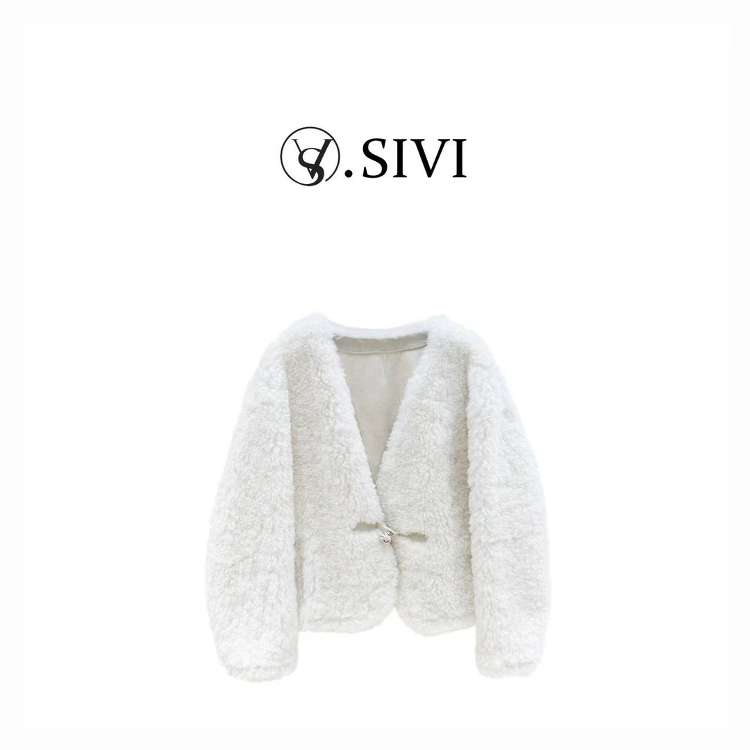 熙薇轻奢羊卷毛外套【阳春白雪】冬季新款时尚上衣F6829