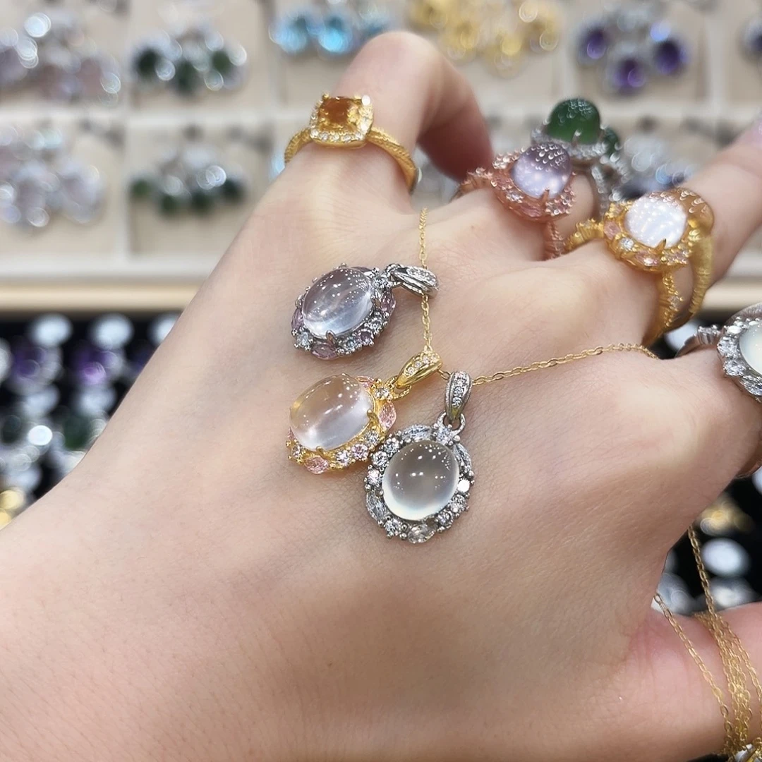 想***海芙蓉石戒指银S925镶嵌