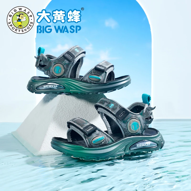 大黄蜂童鞋夏季新款透气儿童凉鞋休闲露趾男童沙滩鞋轻便防滑鞋子