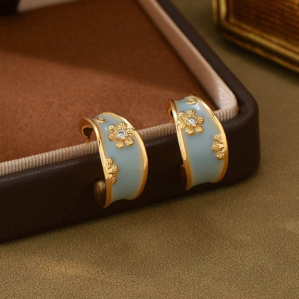 铜合金耳饰 法式复古女士耳环925银针文艺小众耳钉过年上档次饰品