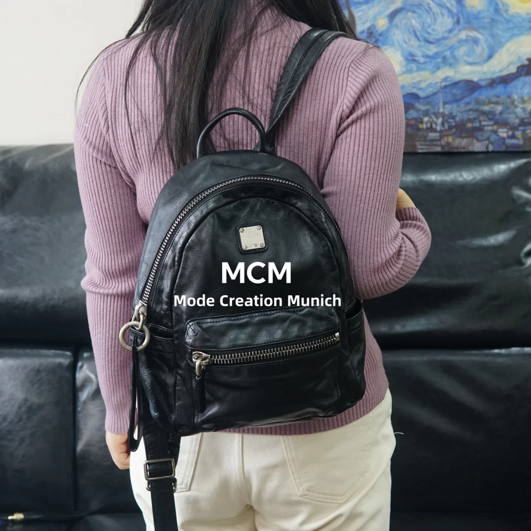 95新 MCM 黑色双肩包/SD12327059/7059