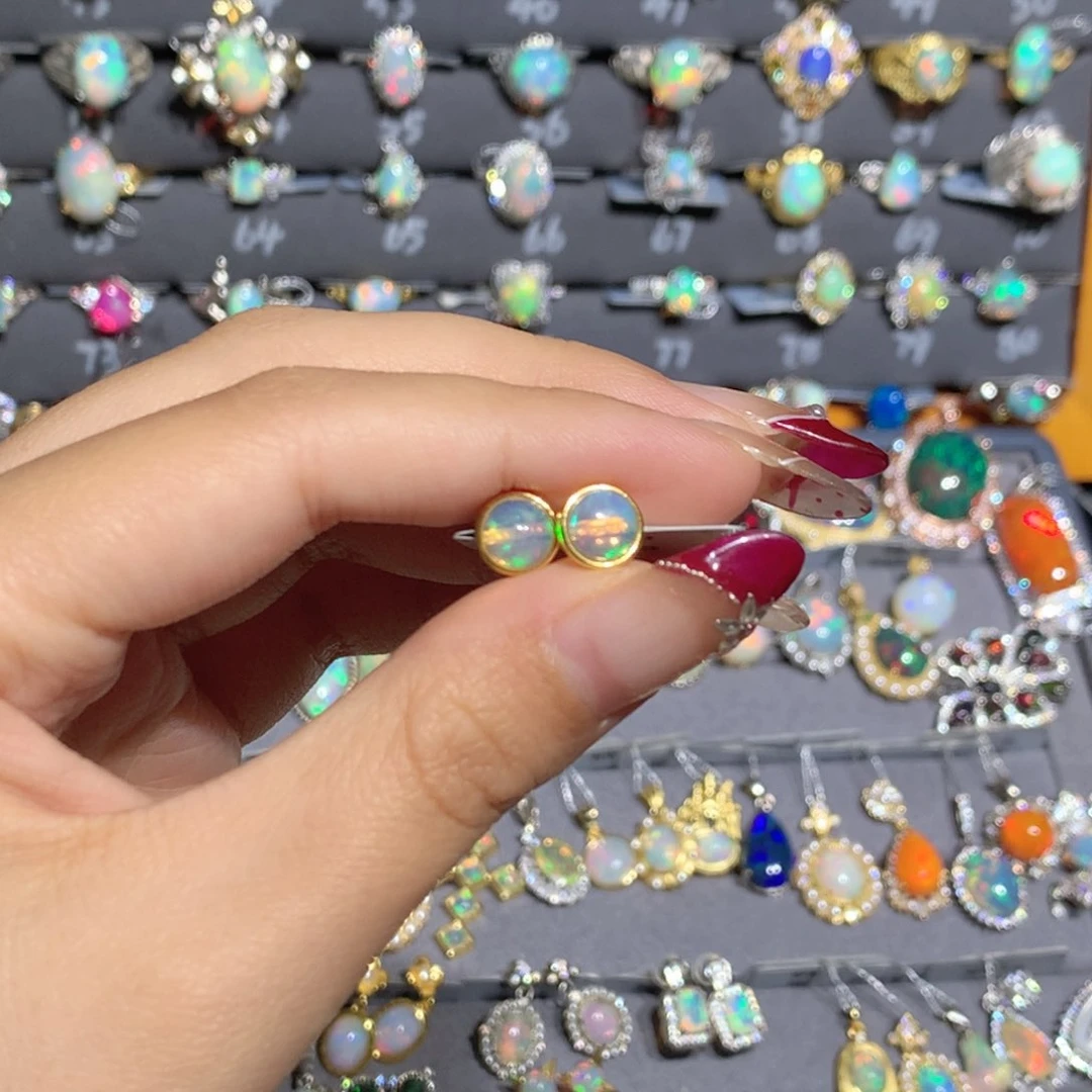 欧泊银S925镶嵌欧泊耳饰y秃****姑