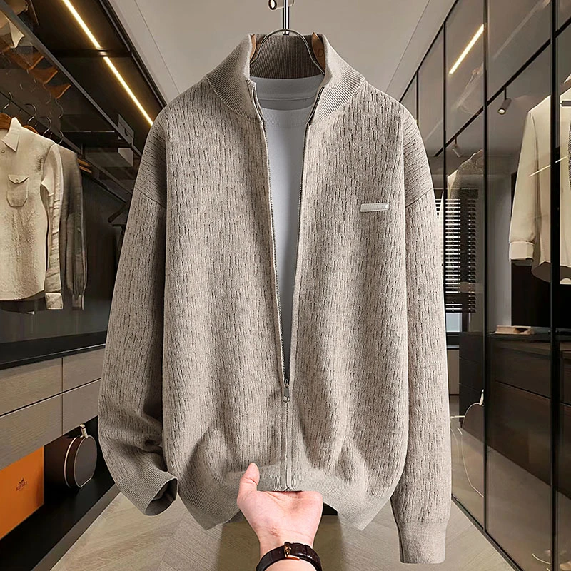 EAEOVNI针织开衫外套男士春秋季新款日系立领潮流痞帅高级上衣男