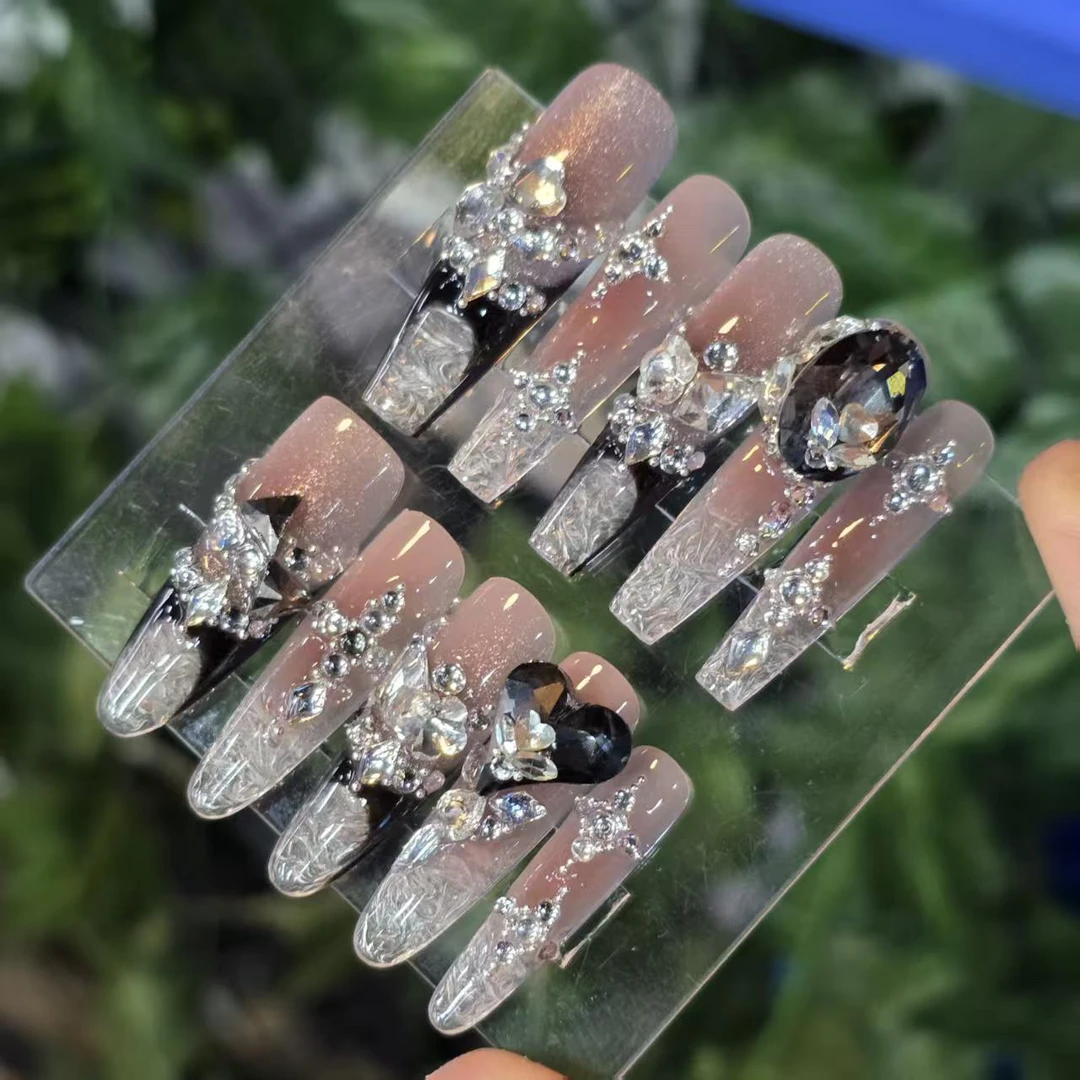 暗夜精灵(定制钻+奥捷+小钢珠+无缝隙)珠宝级手工穿戴甲默认微瑕